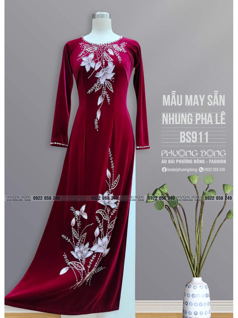 Áo Dài Bà Sui Nhung Đính Đá Pha Lê BS911